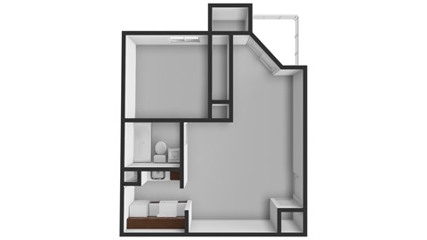Floor plan for 1 bed, 1 bath, 530 sqft